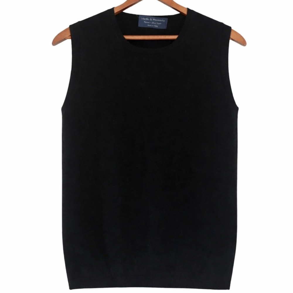 Verdi & Kennedy Black 100% Cashmere Sweater Vest Made in Italy